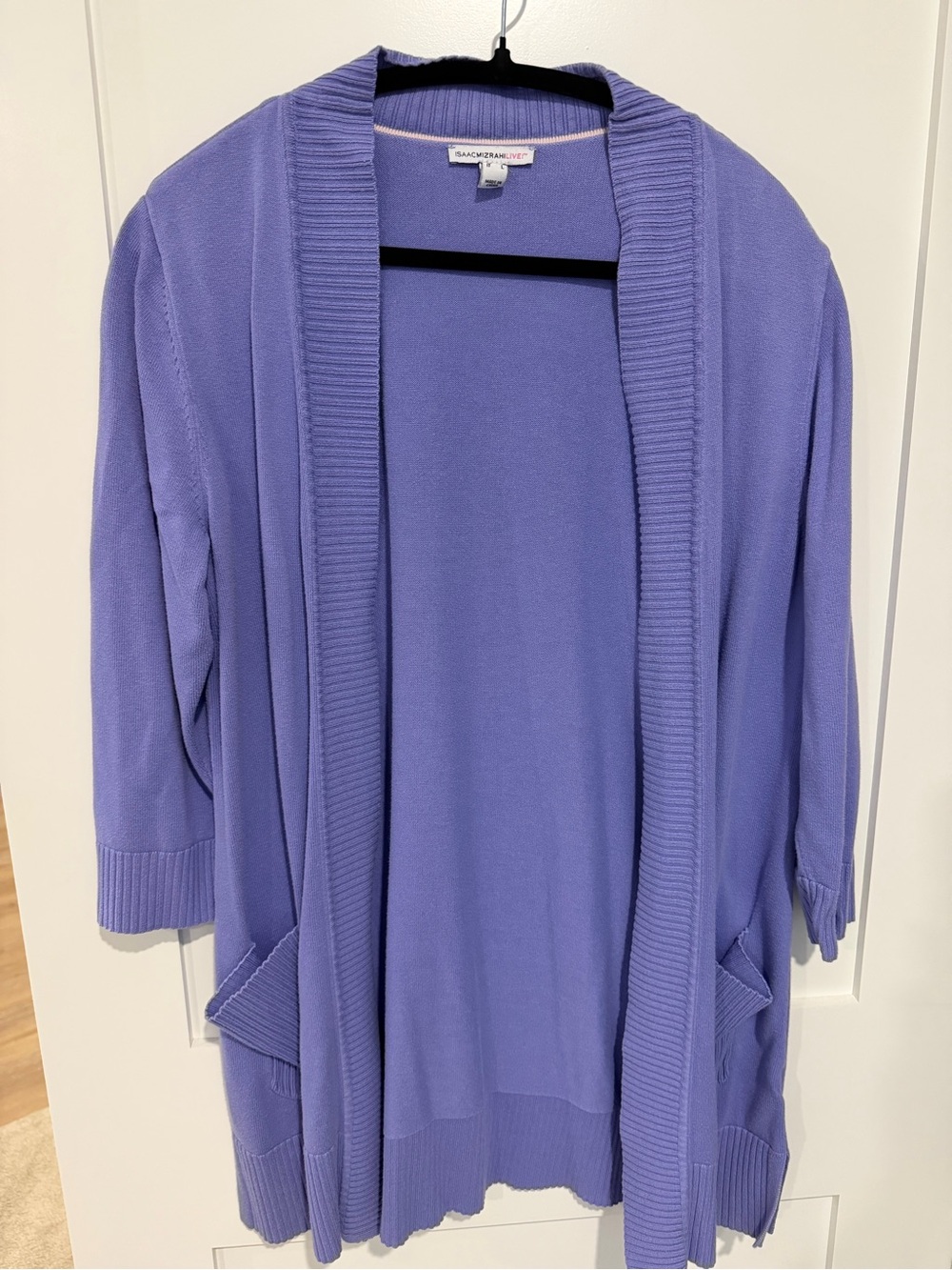 Isaac Mizrahi Lavender Open-Front Cardigan